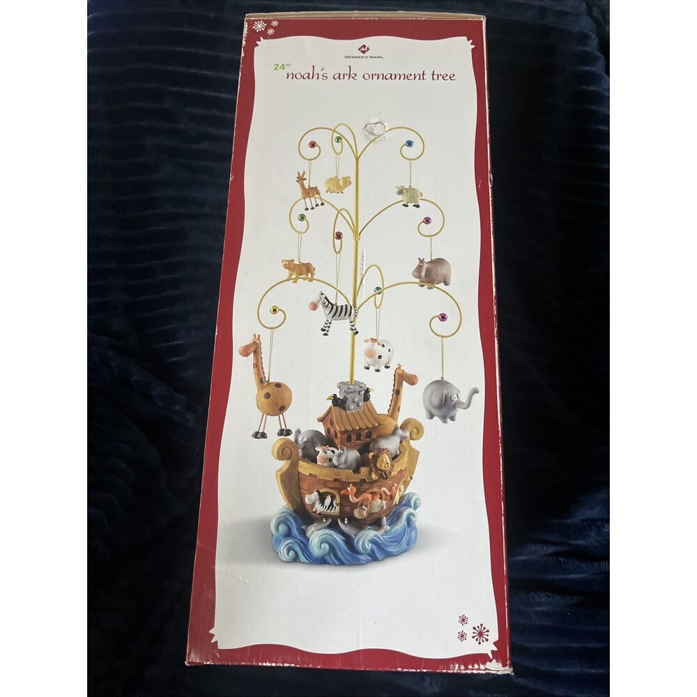 Member's Mark 24" Noah's Ark Christmas Tree 9 Hand Finished Animal Ornaments - Picture 2 of 5